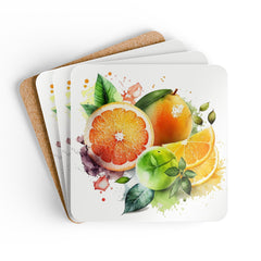 Hardboard Coasters with Cork Bottom (Set of 4)